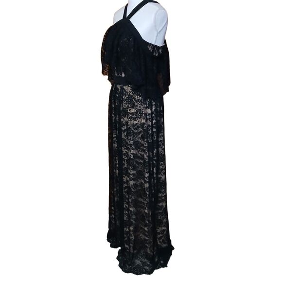 Lucy Paris Hailey Womens Black Halter Lace Lined Maxi Party Cocktail Dress Small - Picture 6 of 13